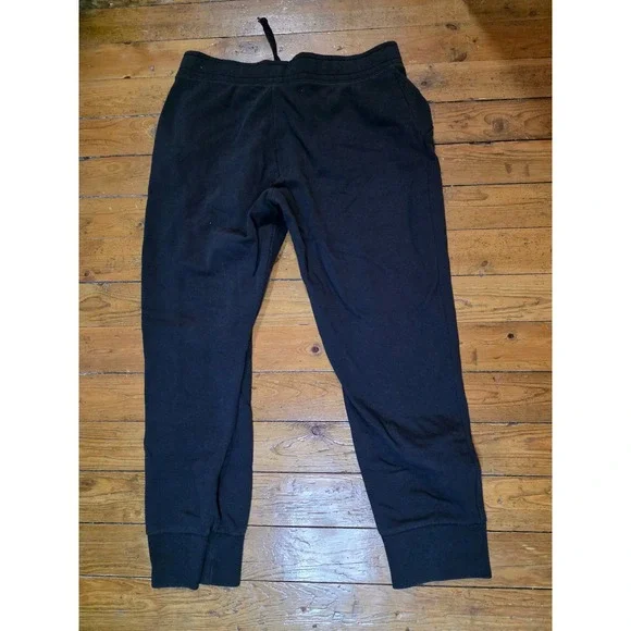 Victorias Secret PINK Joggers Black Fleece Sweatpants White Logo Graphic Large - Picture 3 of 3
